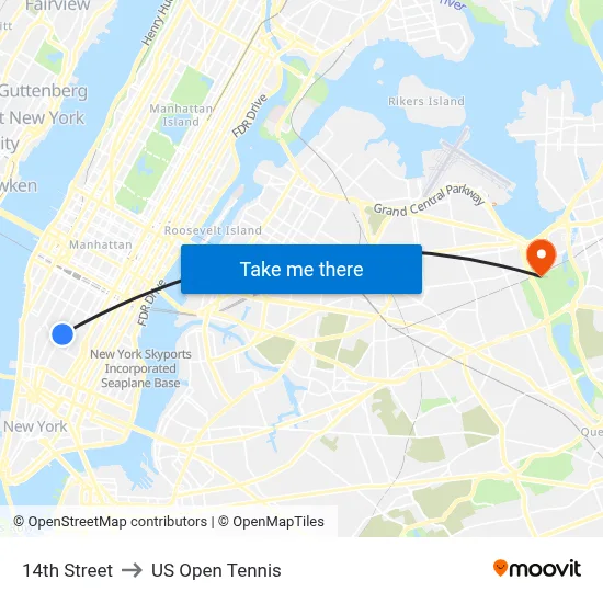 14th Street to US Open Tennis map