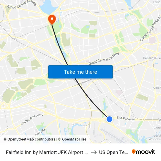 Fairfield Inn by Marriott JFK Airport Queens to US Open Tennis map
