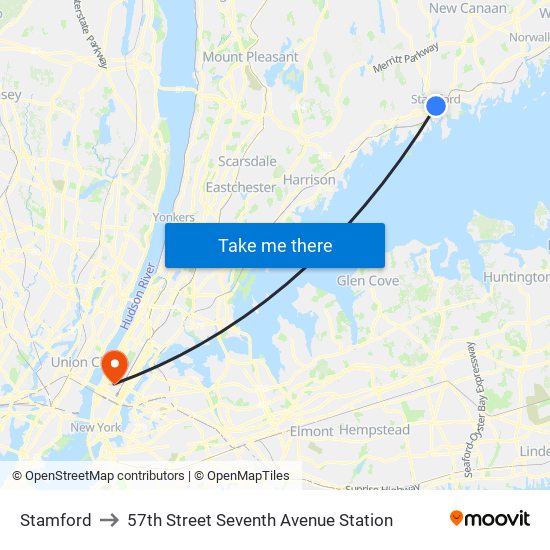 Stamford to 57th Street Seventh Avenue Station map