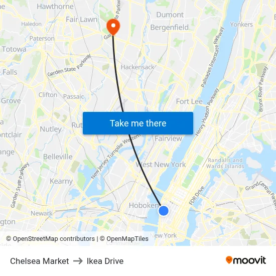 Chelsea Market to Ikea Drive map
