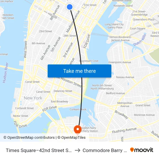 Times Square–42nd Street Station to Commodore Barry Park map