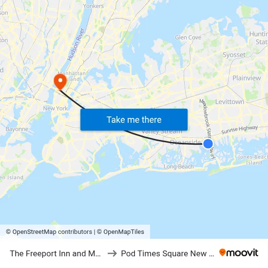 The Freeport Inn and Marina to Pod Times Square New York map