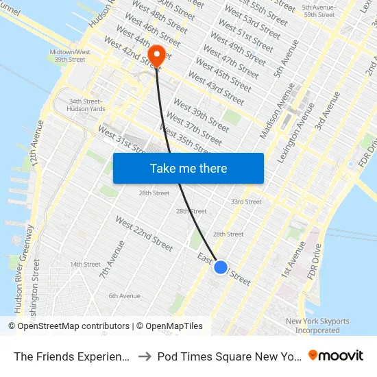The Friends Experience to Pod Times Square New York map