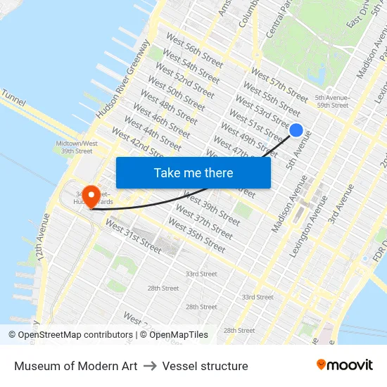Museum of Modern Art to Vessel structure map