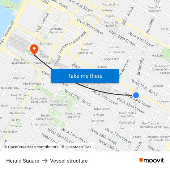 Herald Square to Vessel structure map
