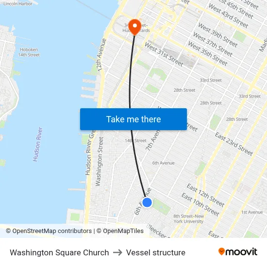 Washington Square Church to Vessel structure map