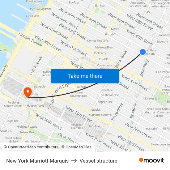 New York Marriott Marquis to Vessel structure map