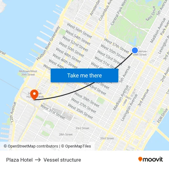 Plaza Hotel to Vessel structure map