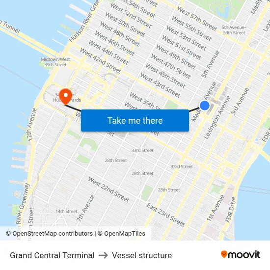 Grand Central Terminal to Vessel structure map