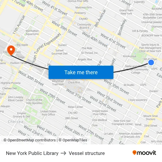 New York Public Library to Vessel structure map