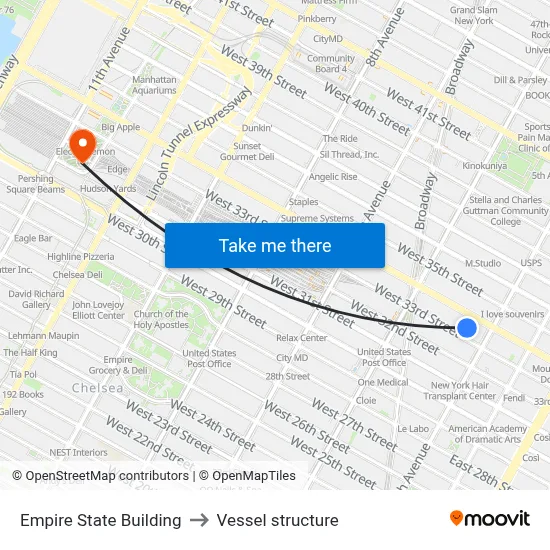 Empire State Building to Vessel structure map