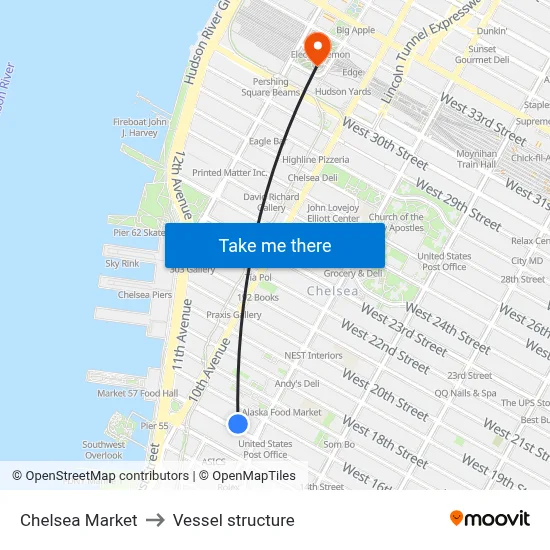 Chelsea Market to Vessel structure map