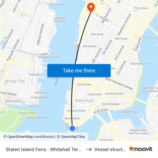 Staten Island Ferry - Whitehall Terminal to Vessel structure map