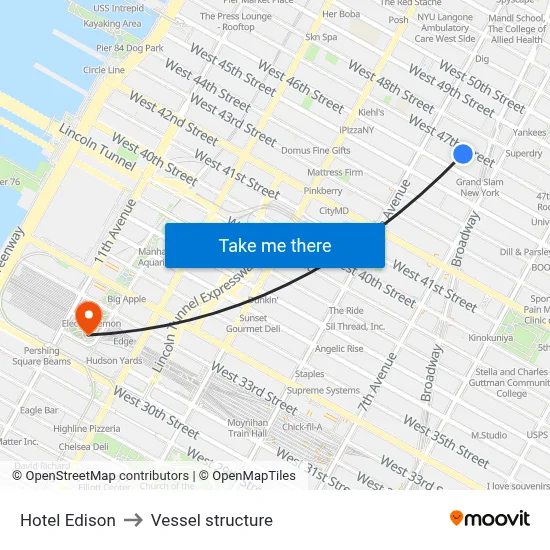 Hotel Edison to Vessel structure map
