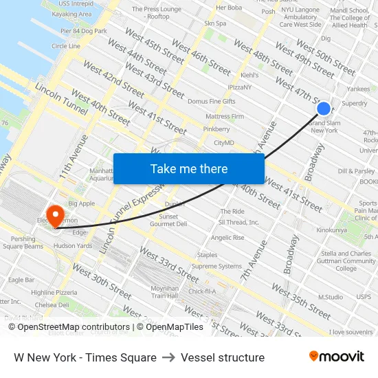 W New York - Times Square to Vessel structure map