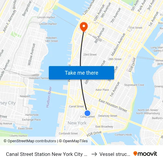 Canal Street Station New York City Subway to Vessel structure map