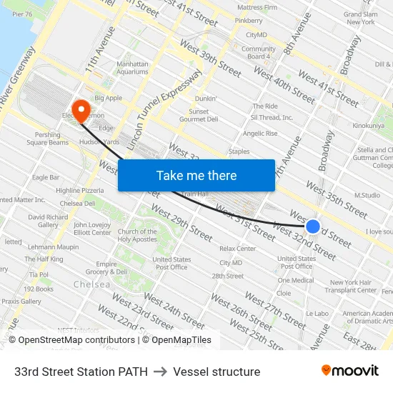 33rd Street Station PATH to Vessel structure map