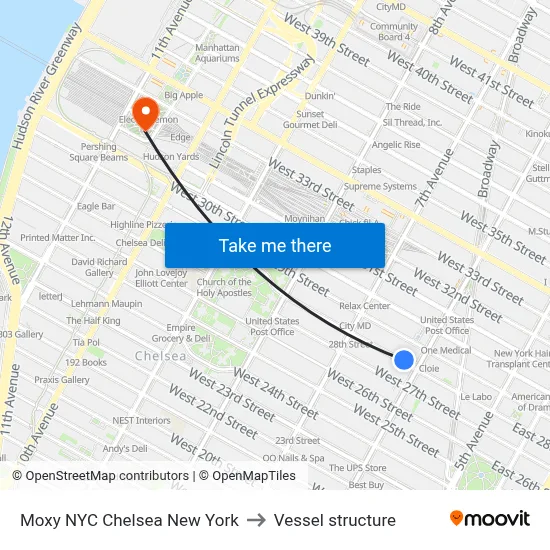 Moxy NYC Chelsea New York to Vessel structure map
