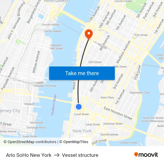 Arlo SoHo New York to Vessel structure map