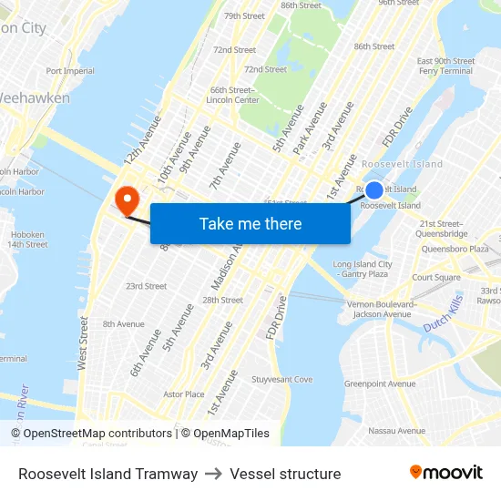 Roosevelt Island Tramway to Vessel structure map