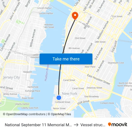 National September 11 Memorial Museum to Vessel structure map