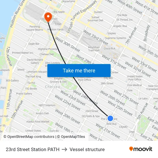 23rd Street Station PATH to Vessel structure map