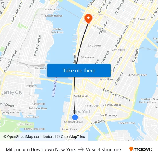 Millennium Downtown New York to Vessel structure map