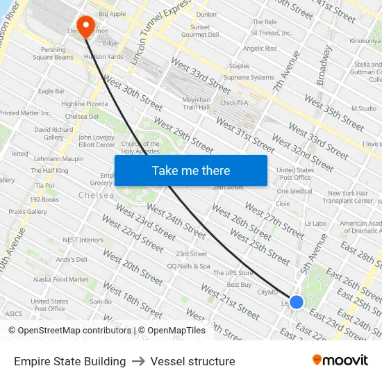 Empire State Building to Vessel structure map