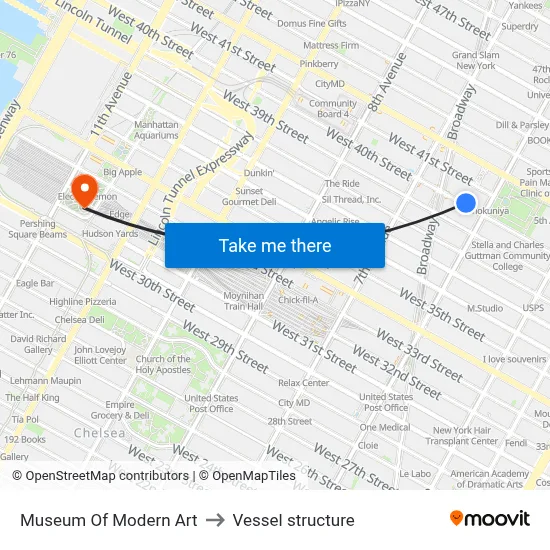 Museum Of Modern Art to Vessel structure map