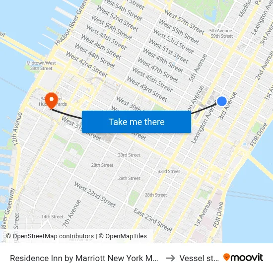 Residence Inn by Marriott New York Manhattan/Midtown East to Vessel structure map