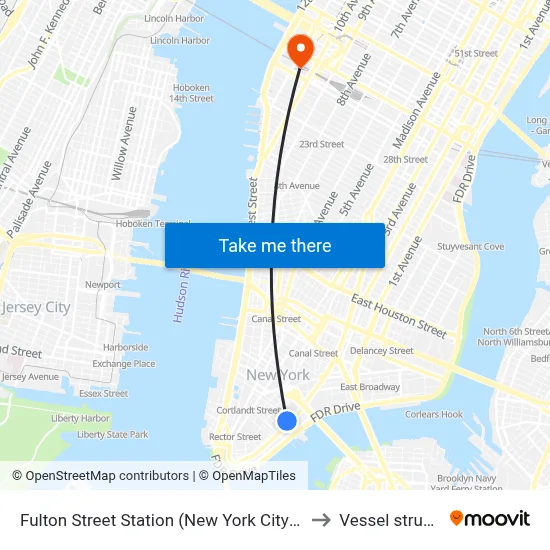 Fulton Street Station (New York City Subway) to Vessel structure map