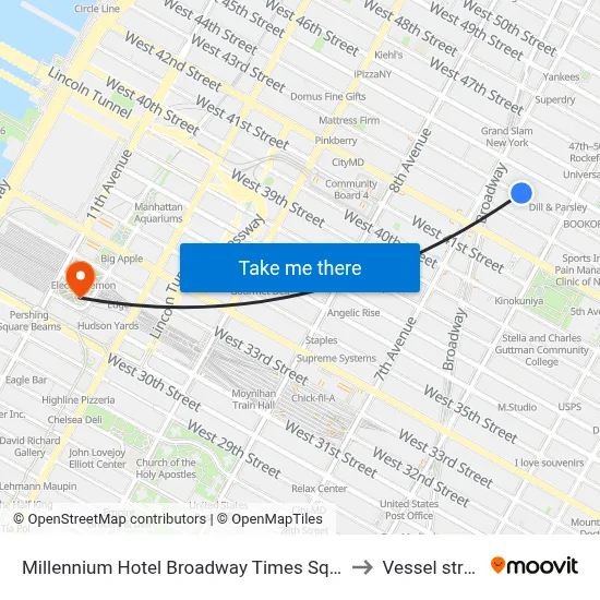 Millennium Hotel Broadway Times Square, New York to Vessel structure map