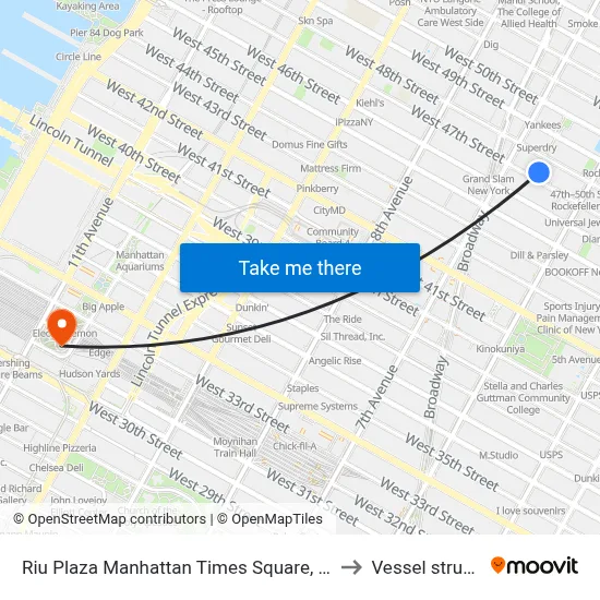 Riu Plaza Manhattan Times Square, New York to Vessel structure map
