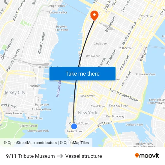 9/11 Tribute Museum to Vessel structure map