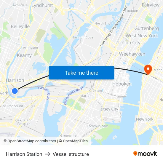 Harrison Station to Vessel structure map