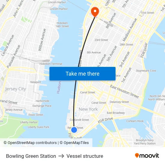 Bowling Green Station to Vessel structure map