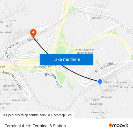 Terminal 4 to Terminal 8 Station map