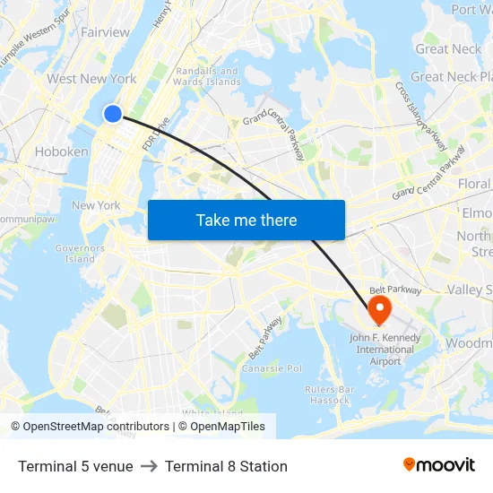 Terminal 5 venue to Terminal 8 Station map