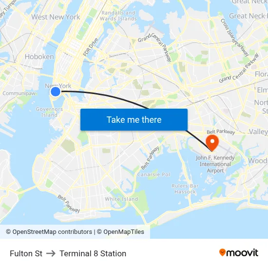 Fulton St to Terminal 8 Station map