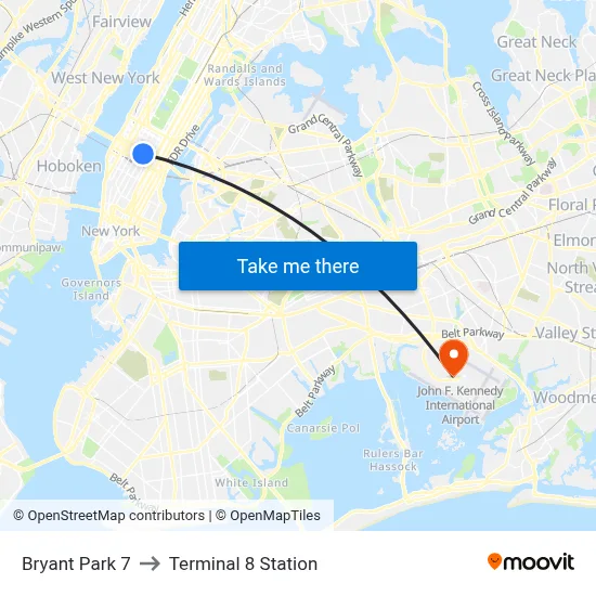 Bryant Park 7 to Terminal 8 Station map