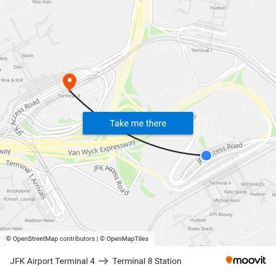 JFK Airport Terminal 4 to Terminal 8 Station map