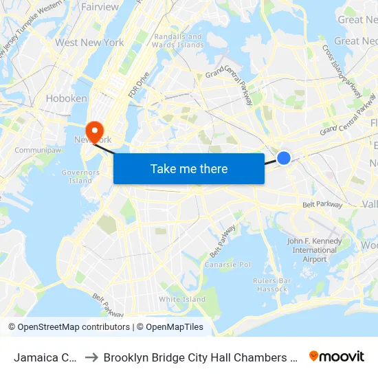 Jamaica Clarion to Brooklyn Bridge City Hall Chambers Street Station map
