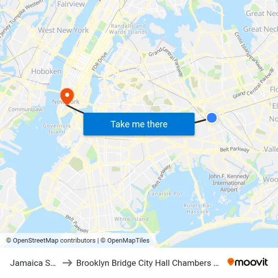 Jamaica Station to Brooklyn Bridge City Hall Chambers Street Station map