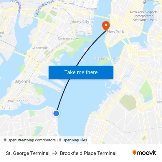 St. George Terminal to Brookfield Place Terminal map
