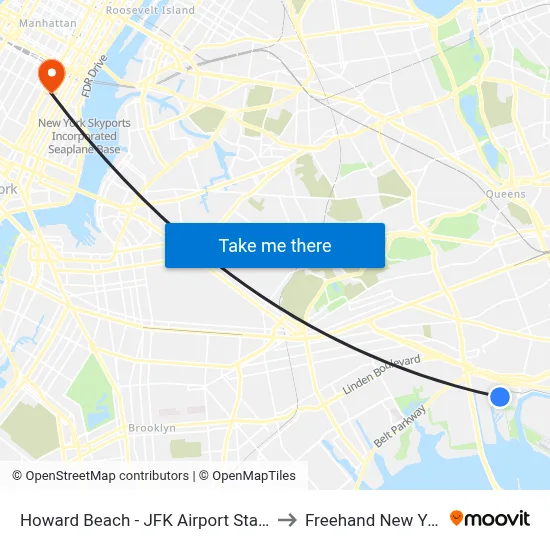 Howard Beach - JFK Airport Station to Freehand New York map