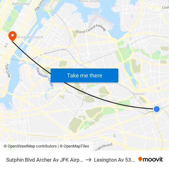 Sutphin Blvd Archer Av JFK Airport to Lexington Av 53 St map