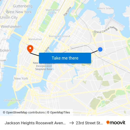 Jackson Heights Roosevelt Avenue 74th Street Station to 23rd Street Station PATH map