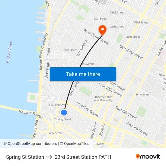 Spring St Station to 23rd Street Station PATH map