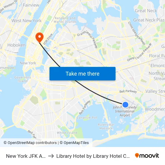 New York JFK Airport JFK to Library Hotel by Library Hotel Collection New York map