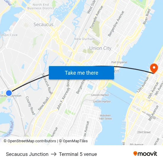 Secaucus Junction to Terminal 5 venue map